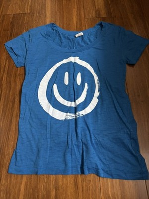 Victoria's Secret PINK Y2K Blue Smiley Face Tshirt Wanna Get Breakfast Size XS