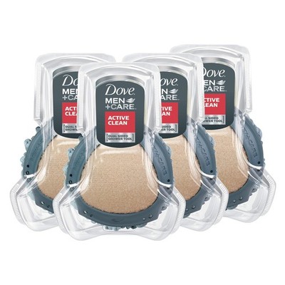 DOVE MEN + CARE Shower Tool 4 Count For Stronger, 4 (Pack of 1), Basic 