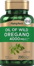 Oregano Oil Softgels  200 Count  4000mg  Non-GMO  by Piping Rock
