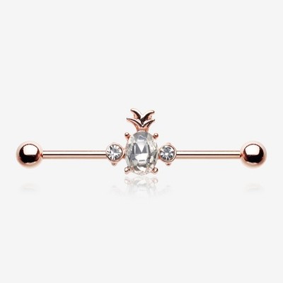Adorable Pineapple Sparkle Industrial Barbell 14ga
