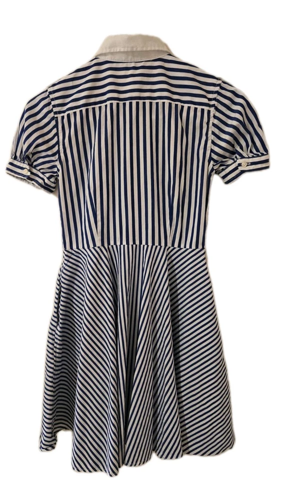 VESTIDO CAMISERO RALPH LAUREN POLO AZUL Y BLANCO NIÑAS RAYAS TALLA 12 🔥 Foto 2 de 4