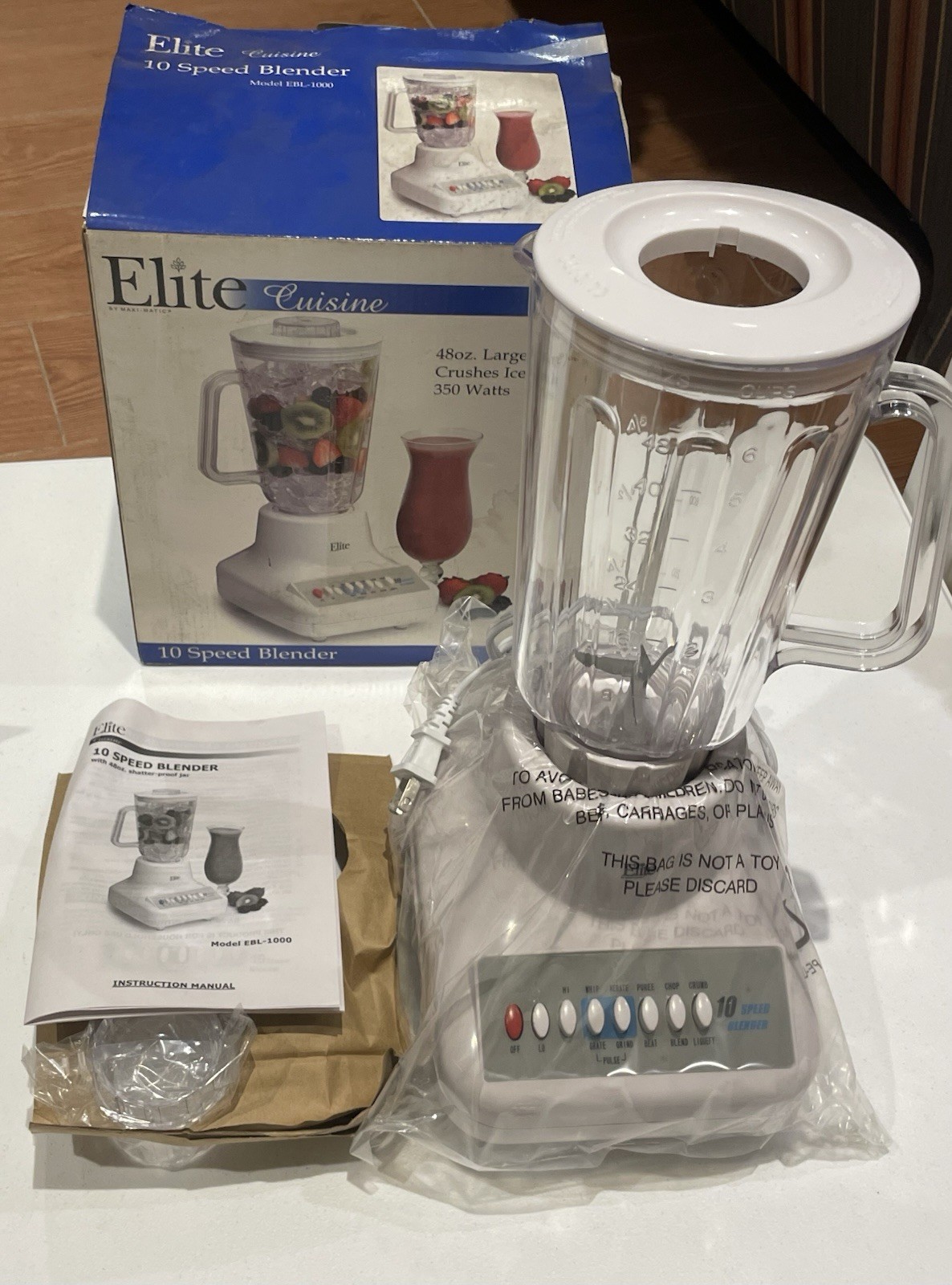 Elite Cuisine EBL-1000 10-Speed Blender 48oz Jar 350W Ice Cr