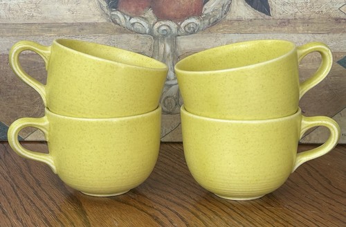 Royal Stone Yellow Flat Cups & Creamer Coffee Cream Vintage Stoneware EUC - Picture 4 of 20