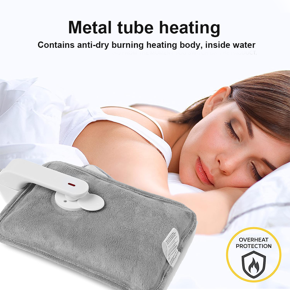 Grey Hot Water Bottle Rechargeable Bed Electric Hand Neck Cozy Warmer Heat Pad eBay
