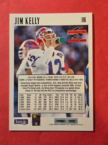 1995 Score #116 Jim Kelly, cd1 - Bild 2 von 3