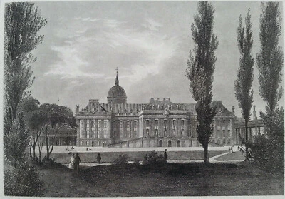 Das Königliche Schloss in Potsdam Ansicht Stahlstich 1850 Berlin Brandenburg - Bild 1 von 2