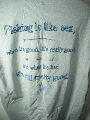 MENS GRAY FISHING ASPEN CO COLORADO SEX HUMOR CASUAL COMFORT T