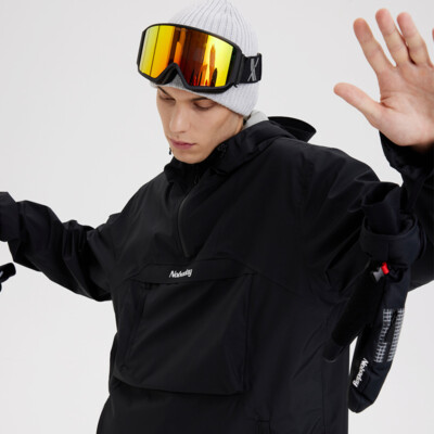 Nobaday Dawn Large Pocket Windbreaker Hoodie Ski/Snowboardjacke Black