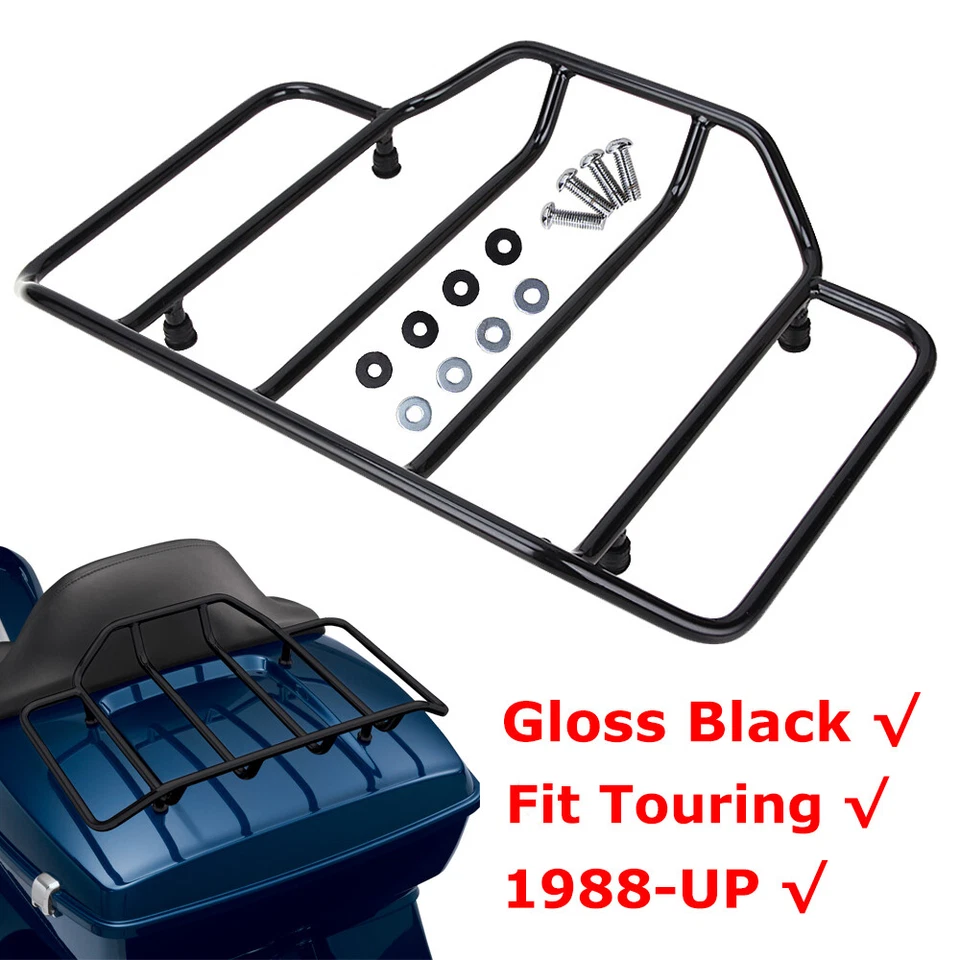 Black Tour Pack Pak Trunk Luggage Top Rack For Harley Road King Electra Glide - Image 2 of 4