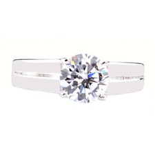Solid 14KT White Gold 2.75 Carat D/VVS1 Round Shape Solitaire Women's Ring
