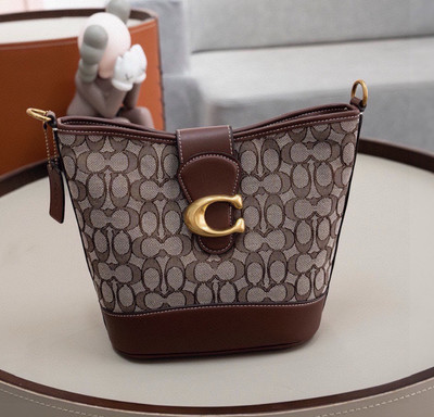 COACH Tali Bucket Bag Signature Denim Brown Malti CA113 Outlet Neu