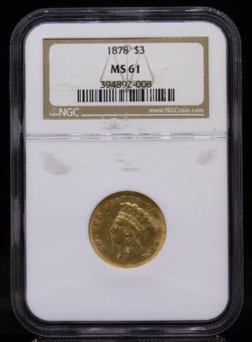 1878 $3 Princess Gold Coin NGC MS61