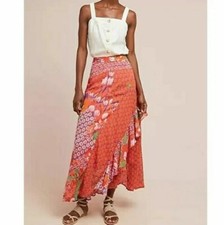 Anthropologie Maeve Ginza Ruffled Maxi Skirt Size 8 D25