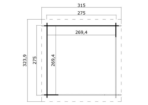 Gartenhaus Holz 28mm BUFFAL275, 295x295cm 28mm Wände Unterstand - Bild 3 von 3