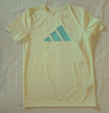 Boys Adidas Aeroready Polyester 3 Stripe Shirt Lt Green Sz Large 14/16 NWT