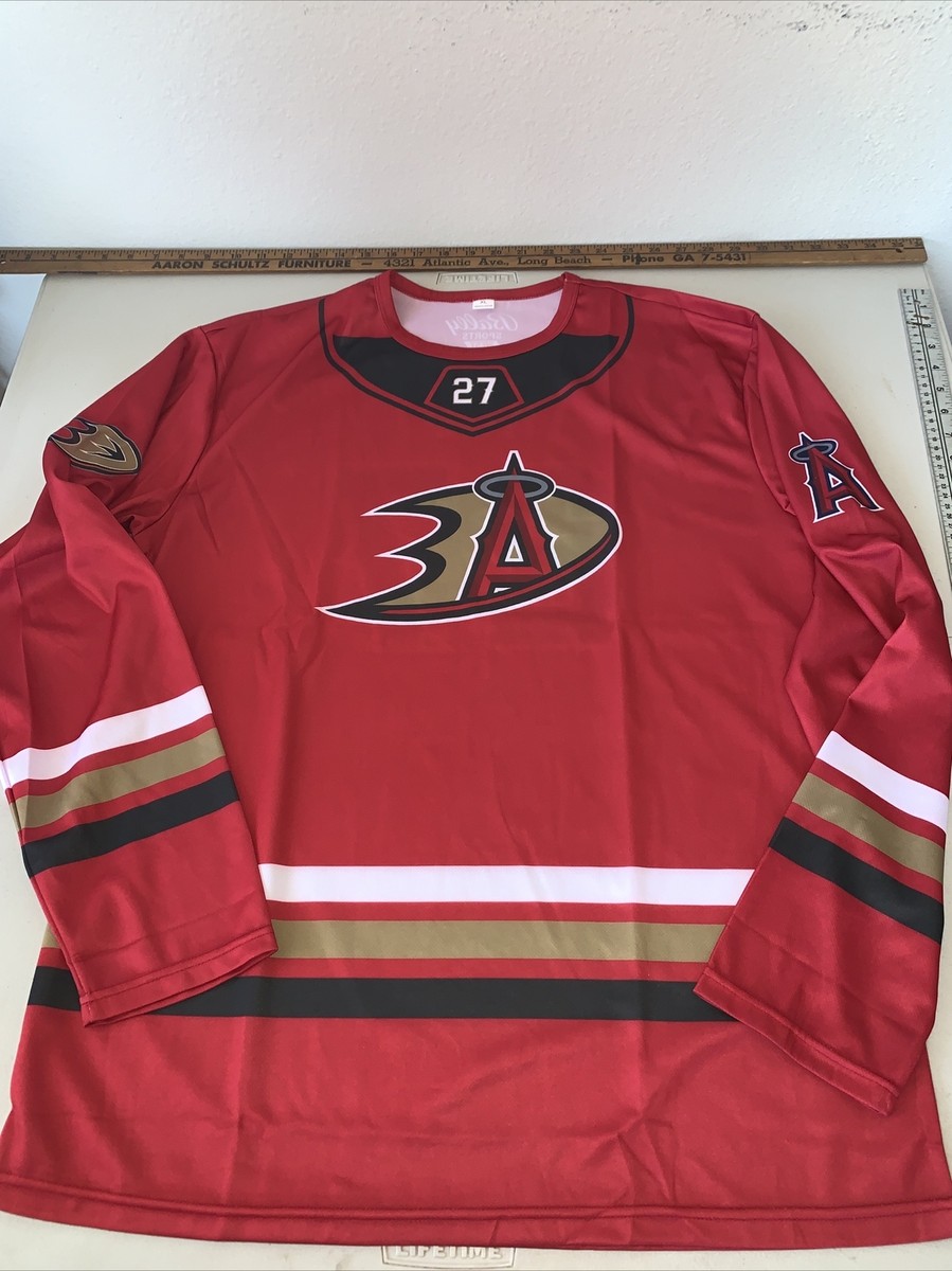 Mike Trout Hockey Jersey 9/8/23 SGA Stadium Exclusive LA Angels Anaheim  Ducks