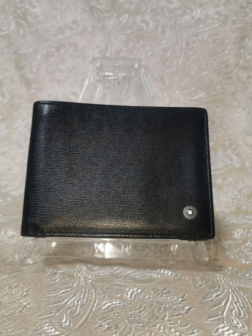 Montblanc Bifold Wallet Leather Black Logo White Star Made