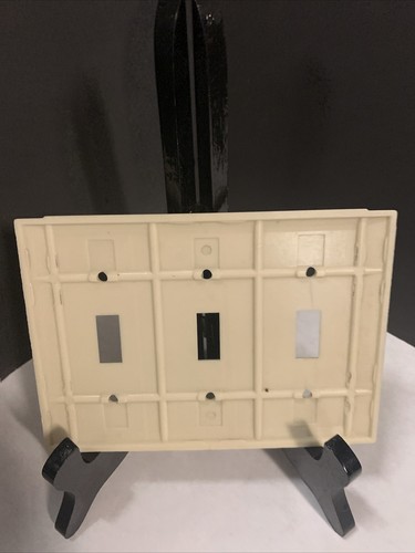 Cubierta de pared vintage de 3 bandas interruptor de luz marfil acanalada sin marca - Imagen 2 de 4