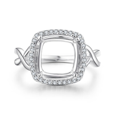Cushion 10x10mm Ring Solid 10K White Gold Diamonds Semi Mount Engagement Jewelry