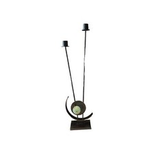 1997 Abstract Double Candle Holder Metal RICK MARTIN Signed orb 
