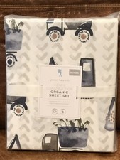 NEW Pottery Barn Kids Henry Construction Organic Queen 4pc Sheet Set, Trucks
