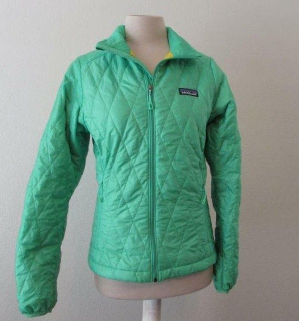 PATAGONIA womens XS bright green Primaloft poly filled diamond quilted