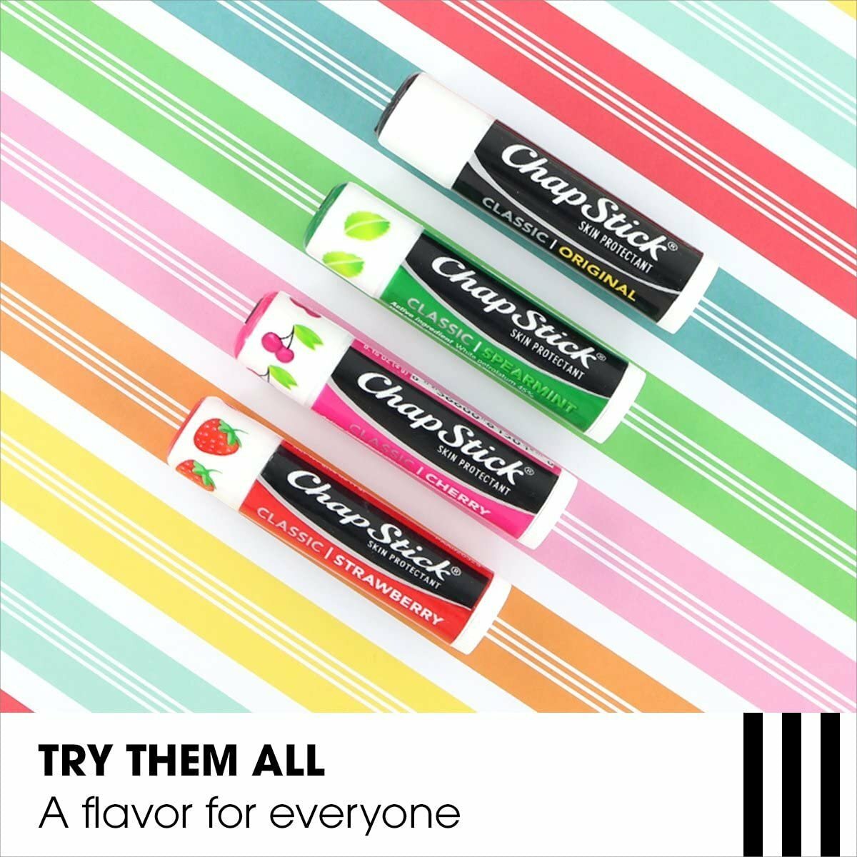 Classic ChapStick Cherry Strawberry Spearmint Flavor Lip Balm 3pk