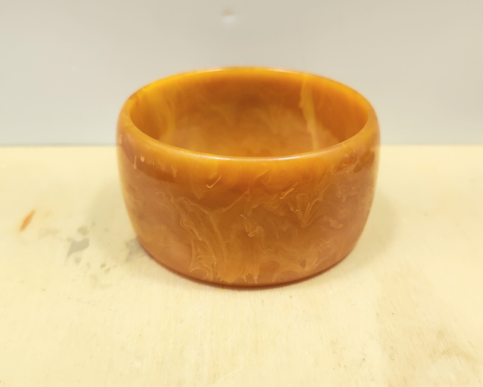 Butterscotch Marble Bakelite Bangle Bracelet Wide - image 1
