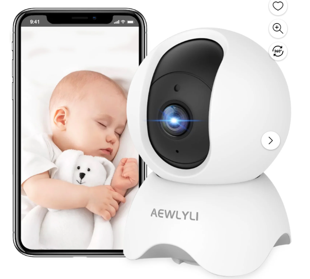 Baby Monitor Security Camera, 360° 1080P HD WiFi Camera with Night Vision-image