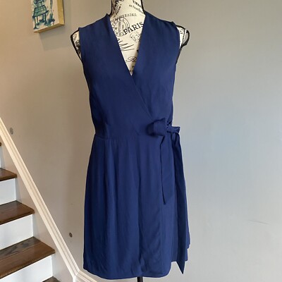 SANDRO PARIS Sleeveless Navy Wrap Dress with Embroidered Back size 1 Small NWOT