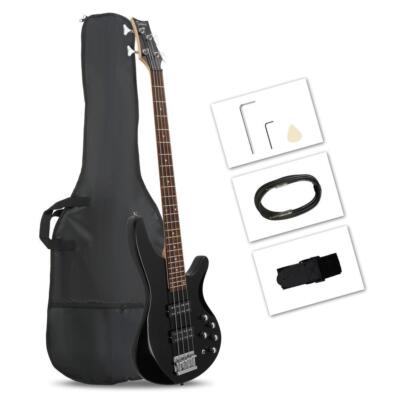 Glarry 44'' Electric Bass Guitar 4 Strings H-H Pickup Right Handed With Carry Bag