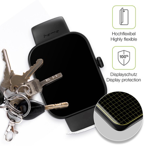 2x Full Cover Schutzfolie matt für Hama Fit Watch 5000 Panzerfolie Anti-Shock - Zdjęcie 3 z 7