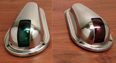 MARINE BOAT NAVIGATION SIDE LIGHT PAIR VERTICAL MOUNT RED GREEN SPLASHPROOF