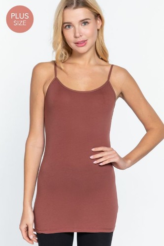 XL 1XL 2XL 3XL Women Tank Top Plus Size Long Cotton Cami Spaghetti Straps No Bra - Picture 173 of 197