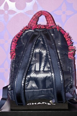 CHANEL COCO NEIGE Nylon Tweed Doudoune Cocoon Logo Backpack  display picture 1