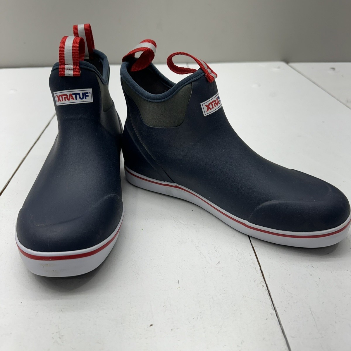 XTRATUF Navy Pull-On Rubber Ankle Deck Boots Slip-Resistant  display picture 2