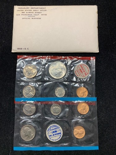 1968 P&D Komplett neuwertig Set mit Umschlag unzirkuliert SKU # 33724