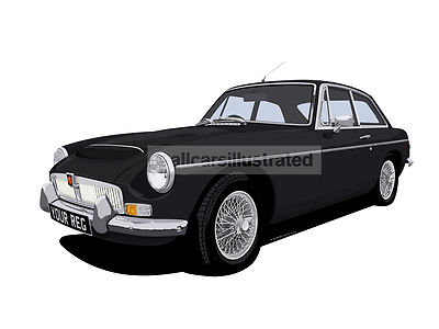 MGB Roadster Car Art Mug – Pick Your Car Colour & Add Your Own Reg Plate!
