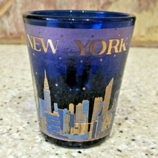 Vintage Blue N Gold New York Skyline shot glass