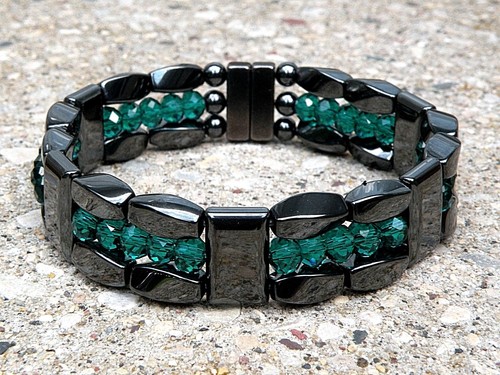 Men’s Women’s Magnetic Hematite Bracelet Anklet Necklace Emerald Crystal - Picture 1 of 5