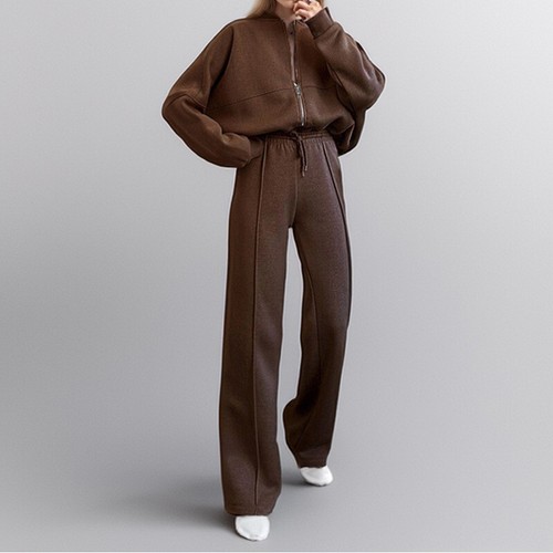 Damen Zweiteilige Outfits Trainingssets Langarm Reißverschluss Jacke Passende Hose - Bild 3 von 23