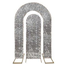2 Silver Big Sequin Wedding Arch Backdrop Stand Covers Wedding Events Party