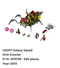 LEGO Space: Galaxy Squad Hive Crawler (70708) With Manual, No box, near complete