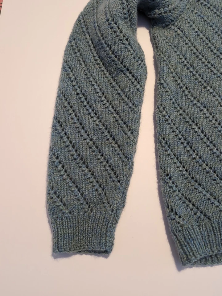 Suéter suéter de lana hecho a mano azul jaspeado para mujer pequeño mediano Foto 4 de 4