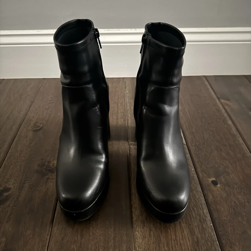 House of Harlow 1960 Negro Plataforma Tacón Grueso Cremallera Botines 8 Foto 4 de 4