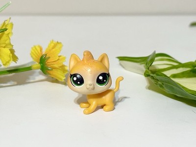 Littlest Pet Shop Mini Kitten #21 Duskie Shinely LPS Orange Glitter Cat Figure