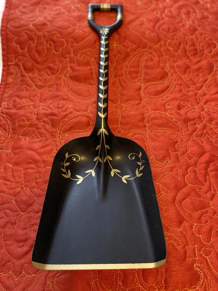 Pala Miniatura Lata Prensada Arte Popular Toleware Chimenea Decoración Foto 2 de 4