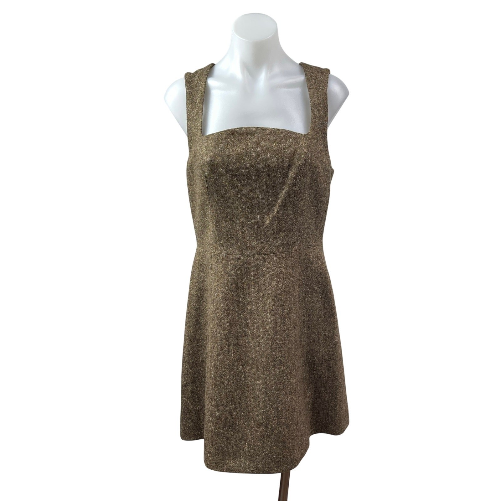 & OTHER STORIES & Other Stories Women's Olive Green Sleeveless Square Neck A Line Mini Dress 6