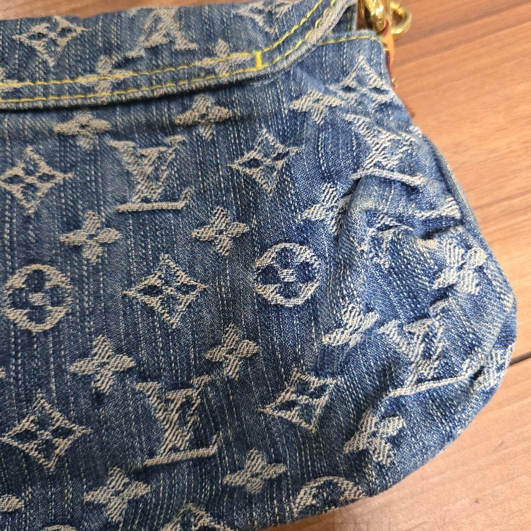 Authentic Louis Vuitton Mini Pleaty Monongram Denim Handbag Blue M95050 RARE image 5