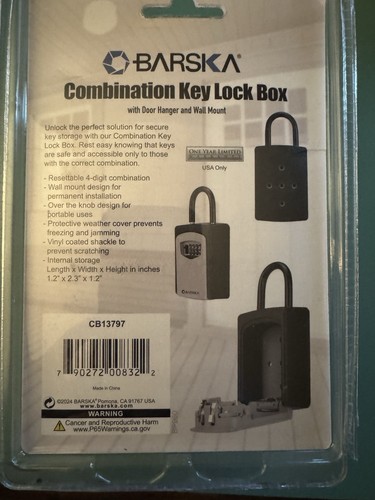 Barska Security Key Safe Combination Lock Box with Door Hanger & Wall Mount - Picture 2 of 2